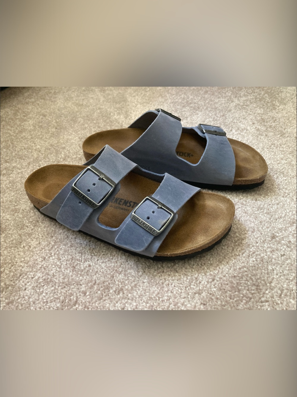 Birkenstock Women’s Arizona Birkibuc Sandals - Light Blue